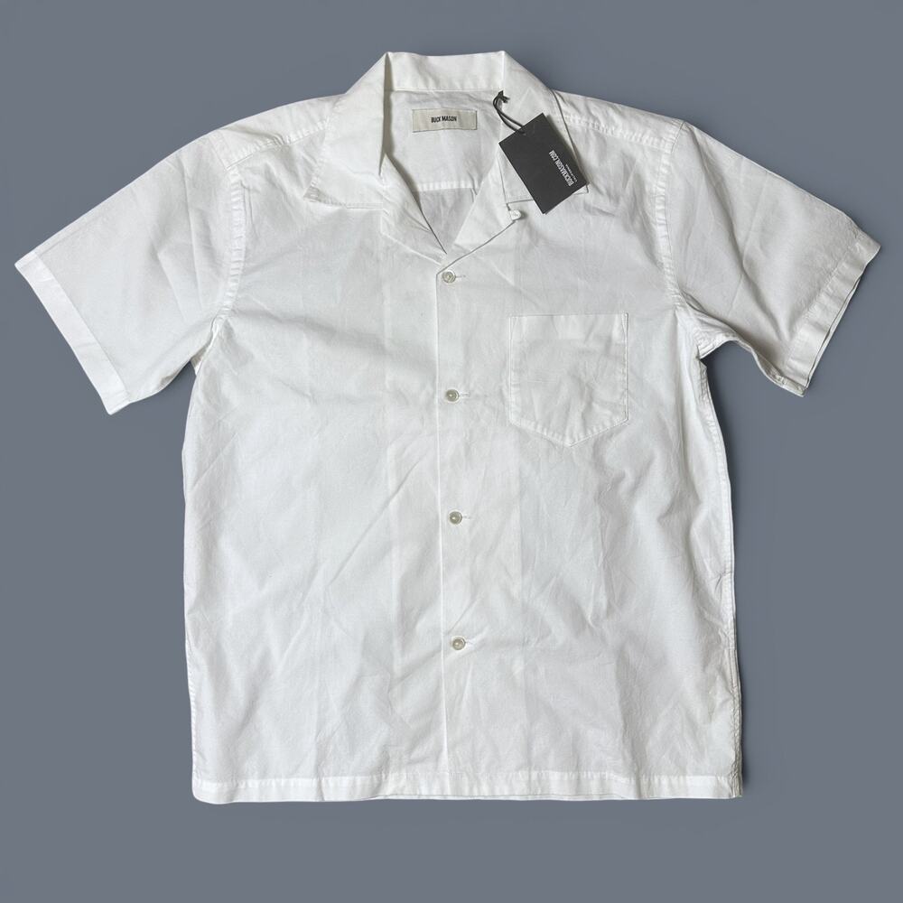 Buck Mason Wornwell Camp Shirt Mens Size S White Short Sleeve Cotton Resort NWT